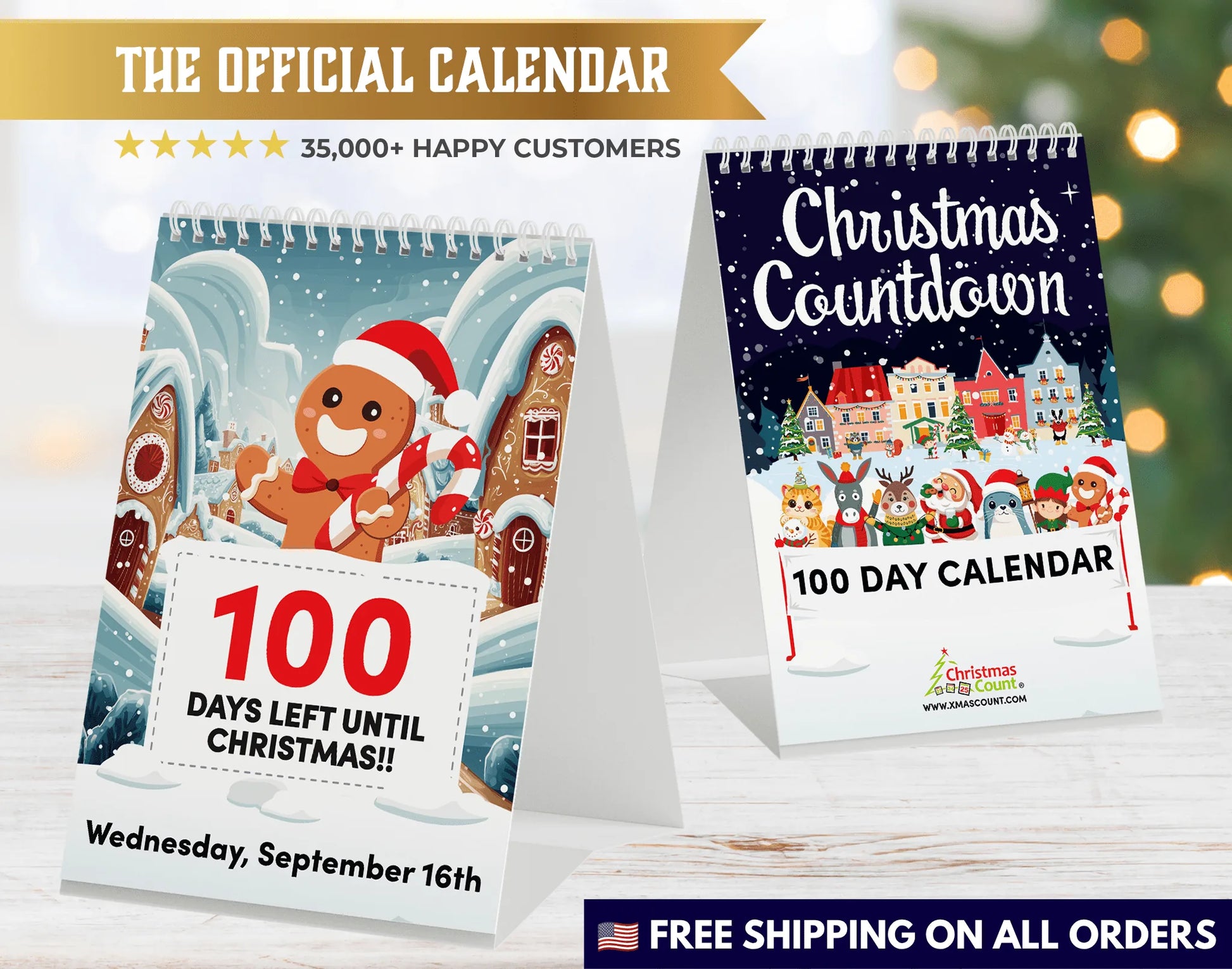 100 Day Christmas Countdown Official Calendar 2026 - Christmas Count USA